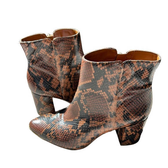 Franco Sarto Snake print heeled ankle booties - Picture 1 of 9